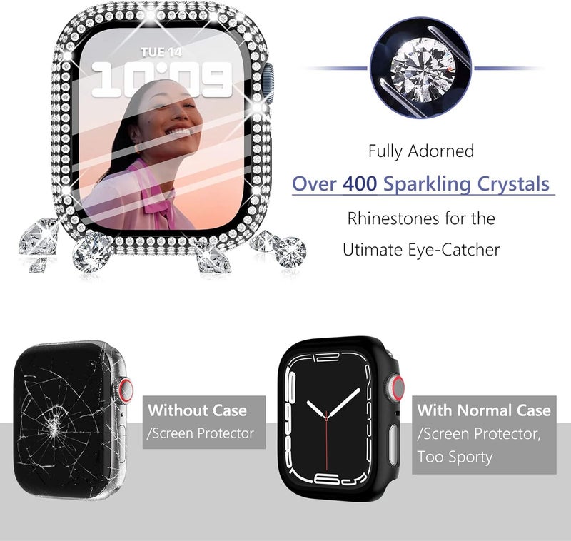 WINGLE 6 Pack for Apple Watch Case 42mm Series 3 2 1 with Screen Protector, Over 200 Bling Crystal Diamond Apple Watch Face Cover Bumper with Tempered Glass Protector for Women iWatch 3 2 1 42 mm - Image 2